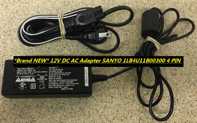 *Brand NEW* 12V DC AC Adapter SANYO 1LB4U11B00300 4 PIN Power Supply - Click Image to Close